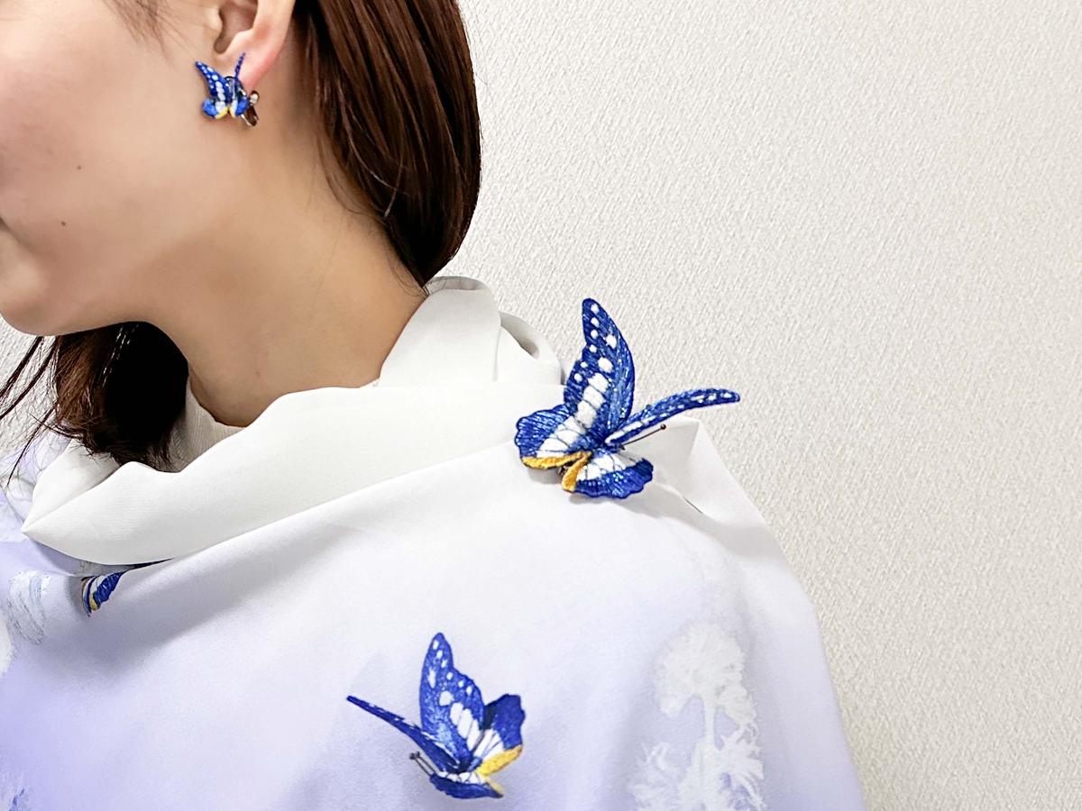 立体刺繍の蝶（ヘレナモルフォ蝶） / 千葉県船橋市 | セゾンの