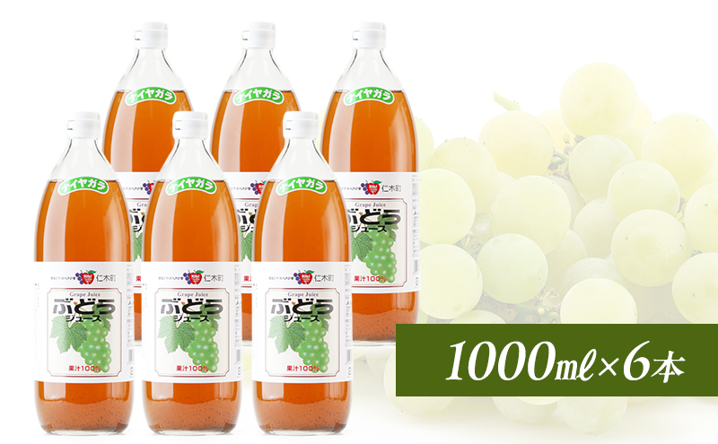 北海道仁木町のふるさと納税 北海道仁木産ぶどうジュース（品種：ナイヤガラ）：1000ml×6本 果汁飲料 野菜飲料 ブドウ ぶどう ジュース[JA新おたる]