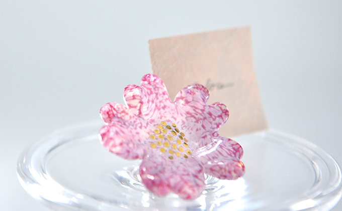 京都府宇治田原町のふるさと納税 Flower ガラスブローチ　ピンク