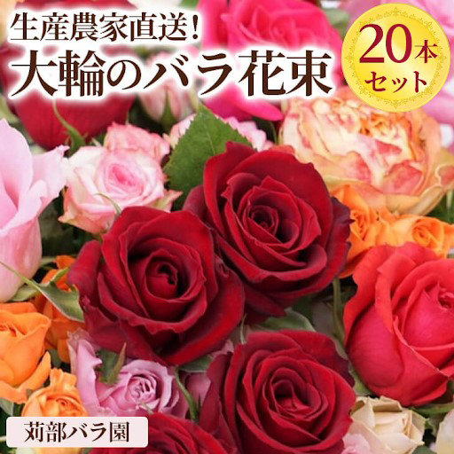 生産農家直送！大輪のバラ花束 20本セット ※沖縄・離島への配送不可 