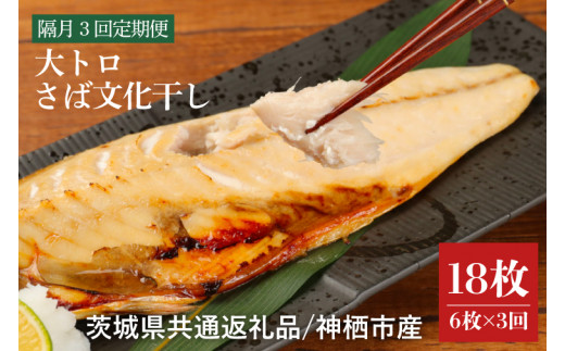 【茨城県鹿嶋市】【隔月3回定期便】【茨城県共通返礼品】神栖市産 大トロさば文化干し 1枚真空6パック×3回(隔月定期)(KCV-2)