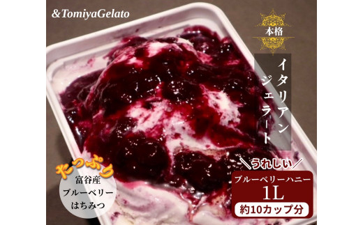 宮城県富谷市のふるさと納税 [＆とみやジェラート] ブルーベリーハニー 1000ml｜アイス スイーツ 仙台 富谷 とみやど 牧場 デザート イタリアンジェラート [0201]