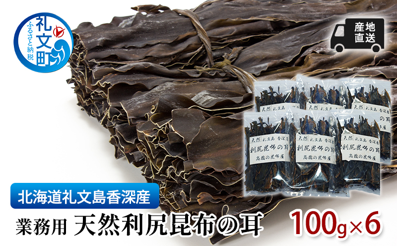 先行予約 北海道 礼文島  香深産  業務用 産地直送天然利尻昆布の耳 100g×6 昆布 だし