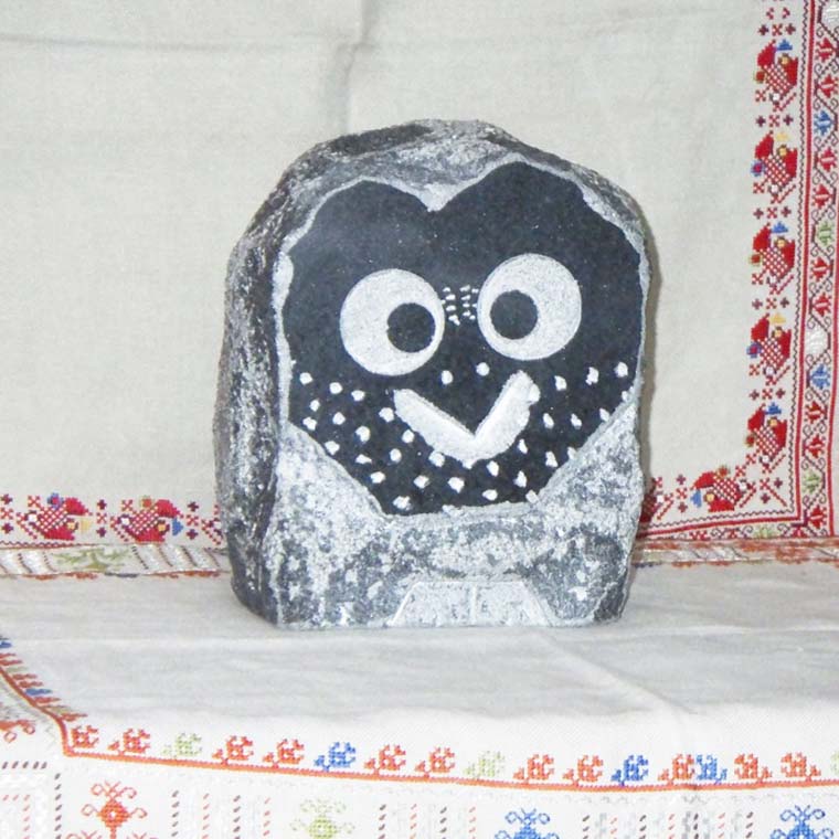 ふくろう彫刻 「welcome わが家へ」 石 ストーン 雑貨 職人 伝統工芸