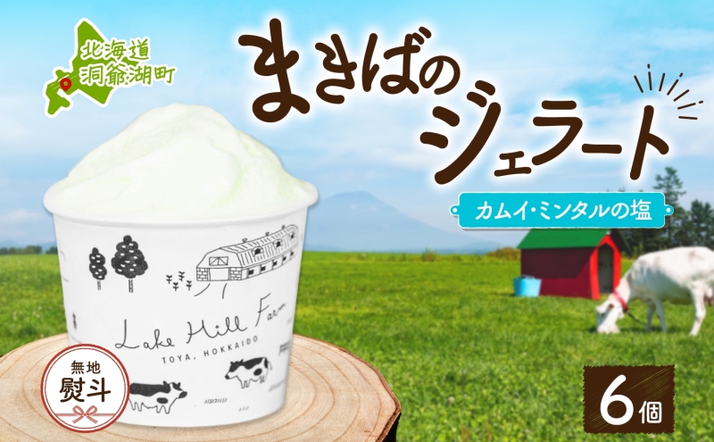 【北海道洞爺湖町】無地熨斗 北海道 まきばのジェラート カムイ・ミンタルの塩 130ml×6個 塩 ミルク デザート ギフト 氷菓 アイス 牛乳 お取り寄せ グルメ ギフト アイスクリーム 保存料不使用 牧場 自家製 熨斗 のし 名入れ不可 送料無料 洞爺湖