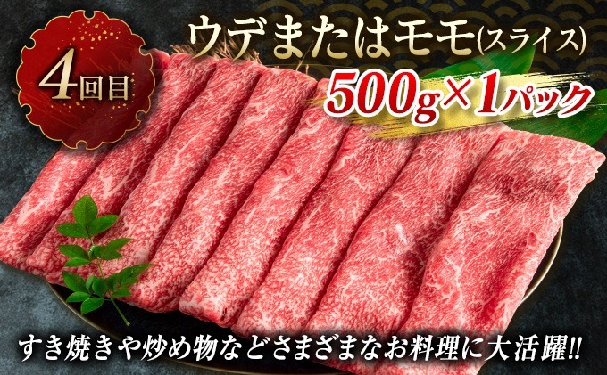 宮崎県日南市のふるさと納税 【令和7年1月から毎月配送】赤身肉の4か月定期便 数量限定 黒毛和牛 赤身 牛肉 お楽しみ 定期便 総重量1.7kg 肉 焼肉 ステーキ すき焼き しゃぶしゃぶ スライス ブロック 牛丼 赤身もも 国産 食品 おかず ミヤチク 高級 BBQ バーベキュー おすすめ 食べ比べ 宮崎県 日南市 送料無料_GH3-23-L