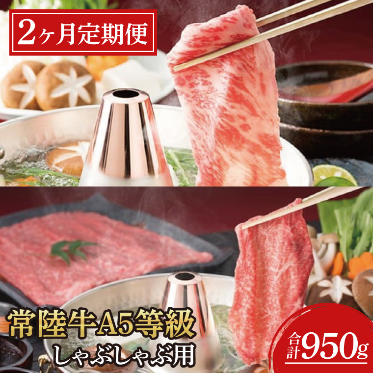 【茨城県大子町】【2ヶ月定期便】常陸牛A5等級 しゃぶしゃぶ用(もも肉・ロース)(AC022)