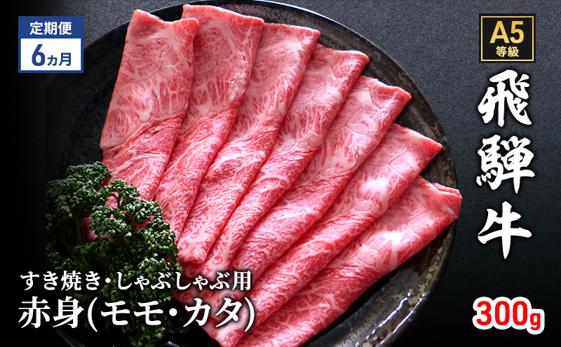 【定期便6ヶ月】牛肉 飛騨牛 すき焼き しゃぶしゃぶ セット 赤身 モモ 又は カタ 300g 黒毛和牛 A5 美味しい お肉 牛 肉 和牛 すき焼き肉 すきやき すき焼肉 しゃぶしゃぶ肉 【岐阜県瑞穂市】