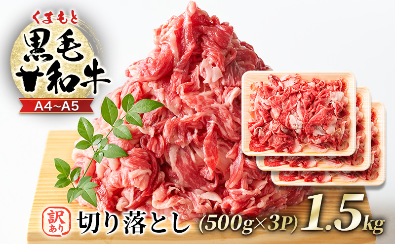 訳あり 牛肉 A4～A5 くまもと 黒毛和牛 切り落とし 1.5kg (500g×3p) 肉 お肉 ※配送不可：離島