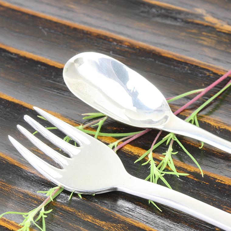 SV925製 オリジナルロゴ入り 果物 スプーン & フォーク 2点 セット