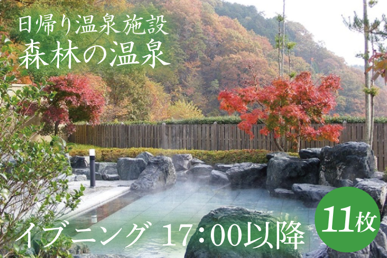 【茨城県大子町】日帰り温泉施設『森林の温泉(もりのいでゆ)』 イブニング 17:00以降 回数券 11枚入り(BR003)