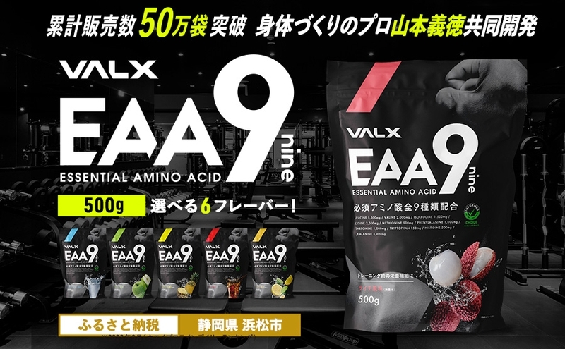 静岡県浜松市のふるさと納税 VALX EAA9 500g 【山本義徳 アンチドーピング 国産 パウダー サプリメント 健康食品  男性 女性  筋トレ BCAA オススメ バルクス 　浜松市 静岡県】