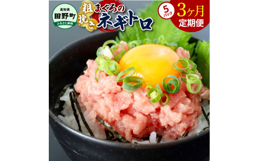 ～四国一小さなまち～ ≪カネアリ水産≫ まぐろのネギトロ 400g（80g×5パック）×3ヶ月定期便 ねぎとろ 鮪 マグロ キハダマグロ まぐろたたき 粗挽き 小分け パック 海鮮 魚介 便利