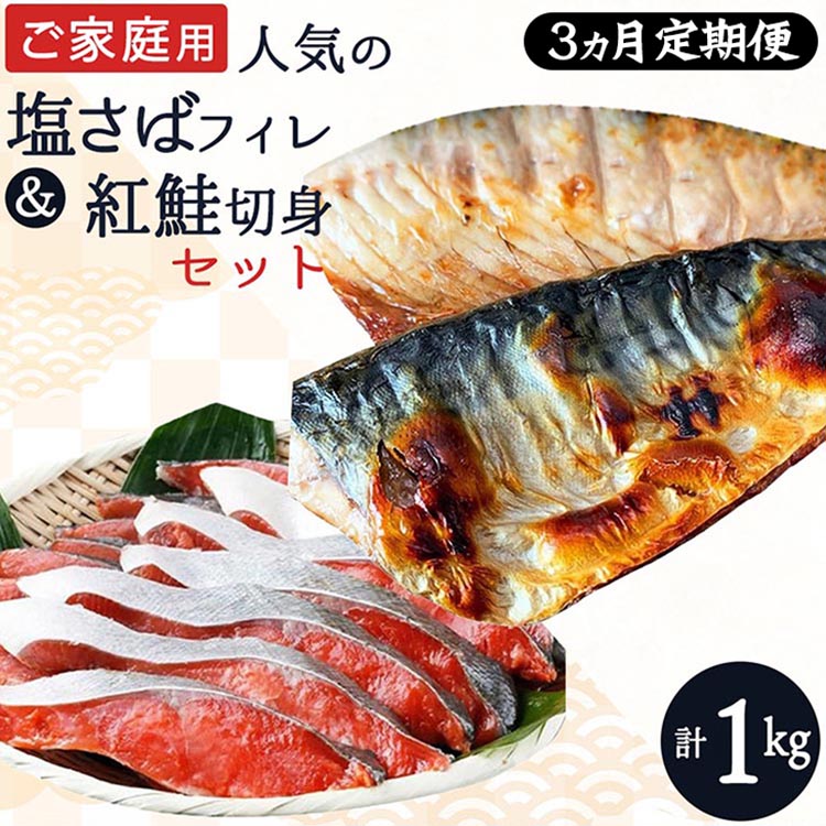 〈毎月定期便〉【ご家庭用訳あり】人気の塩さばフィレ&紅鮭切身セット計1kg 全3回◇ ※離島への配送不可