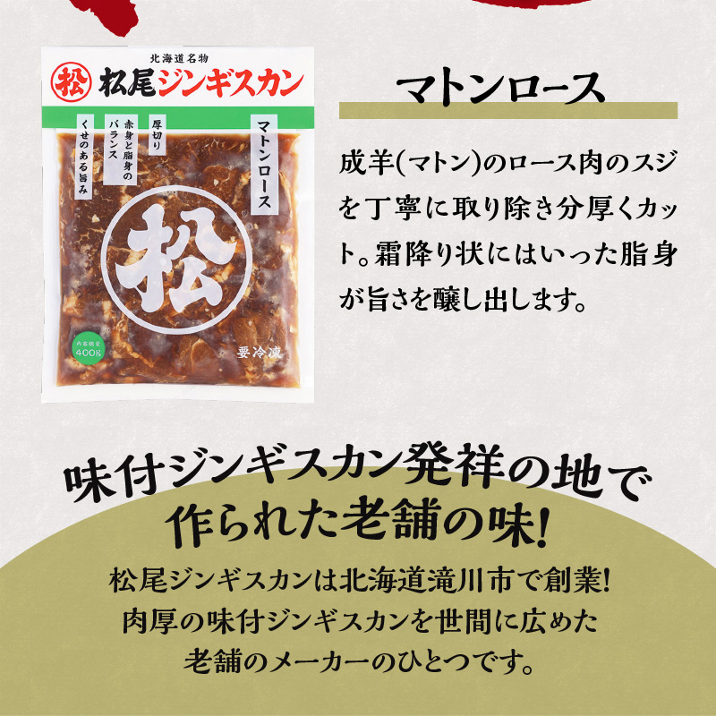味付けマトンロース 400g 3パック セット 羊 ラム ジンギスカン