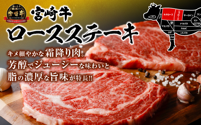 宮崎県日南市のふるさと納税 【最短2週間以内で発送】生産者応援 宮崎牛 ロースステーキ 2枚(計500g) 霜降り サーロイン リブロース 牛肉 黒毛和牛 ミヤチク 国産 焼肉 BBQ おかず 人気 おすすめ ギフト 贈り物 冷凍 宮崎県 日南市 送料無料_C119-24-2W