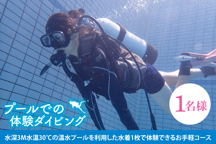 プールでの体験ダイビング（１名）【水中 夏 アクティビティ プール 温水プール ダイビング スポーツ お手軽 体験 マリブ 茨城県 鹿嶋市】（KDA-1）