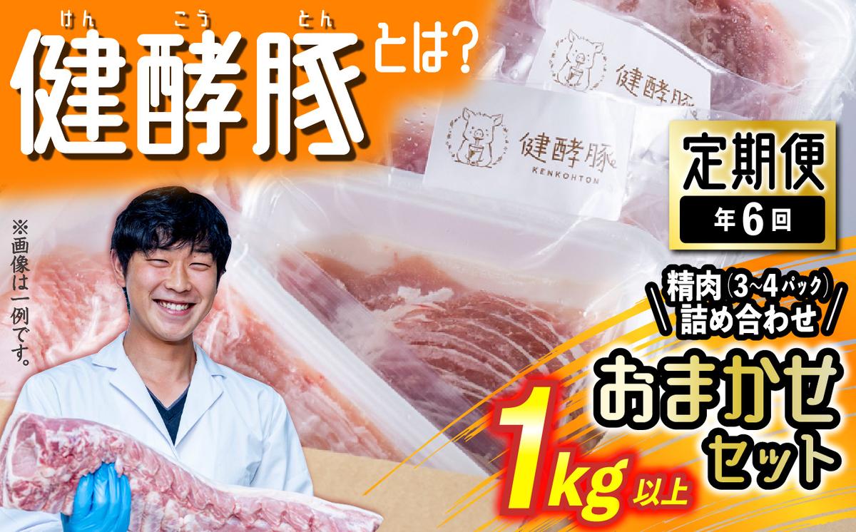 ＜ 定期便 6回 ＞ 北海道産 健酵豚 おまかせ セット （ 精肉 詰め合わせ ） 隔月 各 1kg 以上 ( 3 ～ 4 パック ) 豚肉 おためし  詰め合わせ ブランドポーク