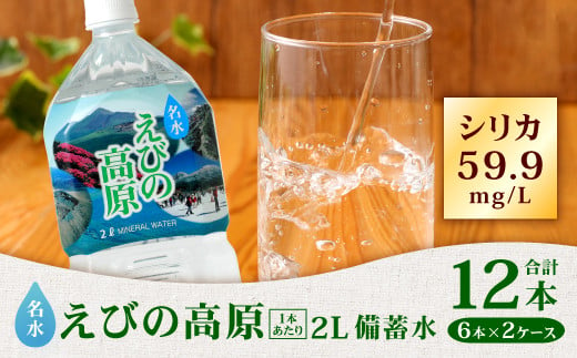 宮崎県えびの市のふるさと納税 シリカ水 名水 えびの高原 備蓄水(防災 災害 等) 2L 合計12本 6本入×2ケース 飲料水 水 お水 シリカ ペットボトル ミネラルウォーター 常温 天然水 宮崎県 九州 送料無料 保存水 防災水