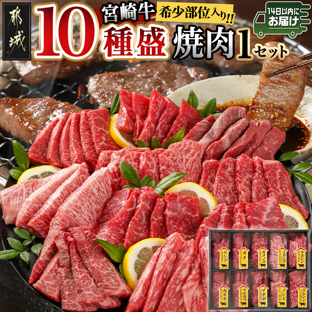 宮崎牛食べ比べ10種盛り焼肉セット≪みやこんじょ快速便≫_17-3102-R