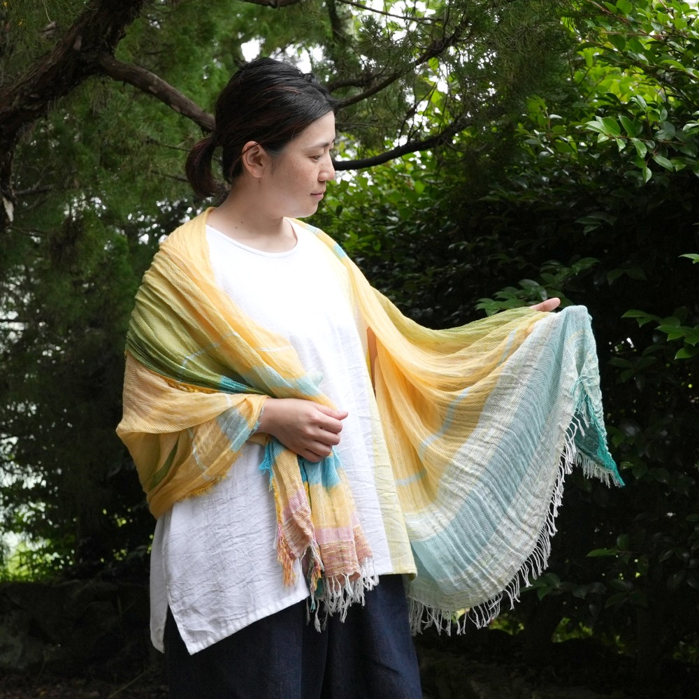 ふるさと納税 繊維製品 兵庫県 西脇市  tamaki niime 播州織コットン100％ルーツショール（大判）(44-2) tamaki niime】播州織コットン100％ルーツショール（大判）(44-2
