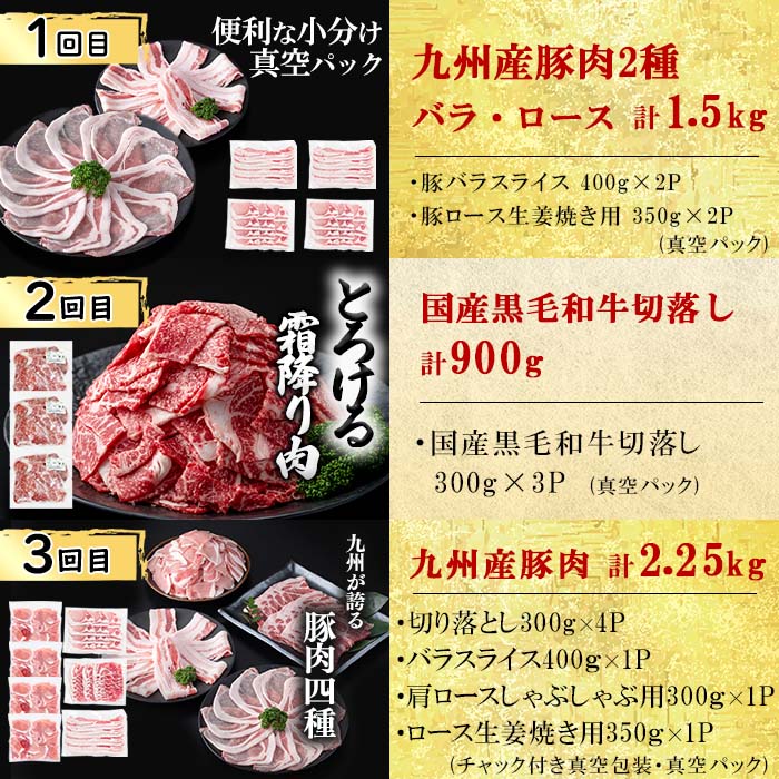 鹿児島県志布志市のふるさと納税 【定期便全6回】大満足！和牛・豚肉定期便(6ヶ月連続・総量8kg以上) t0078-003