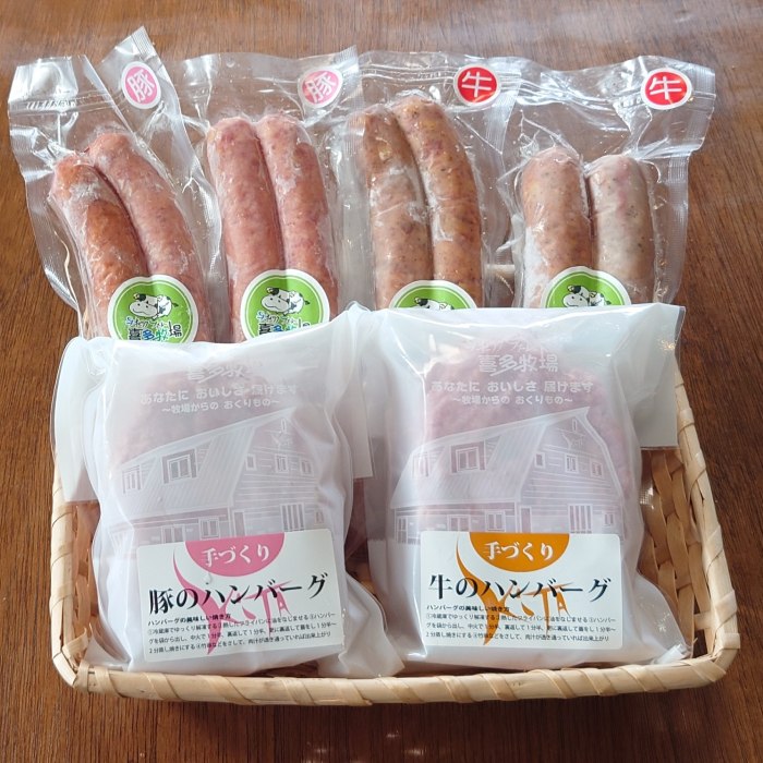【北海道紋別市】14-126 牛と豚のハンバーグ・フランクセット