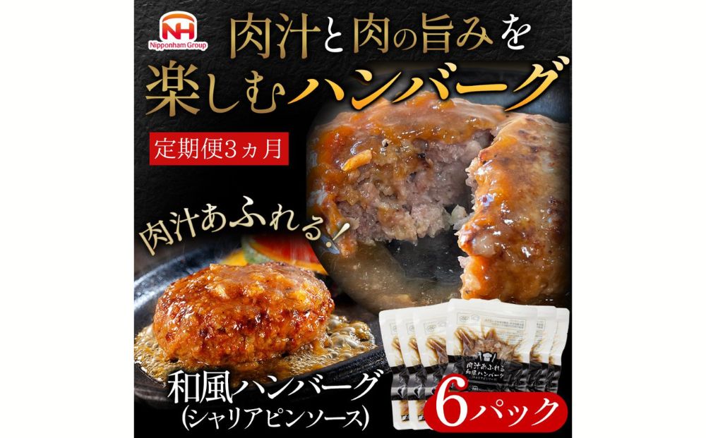【茨城県常総市】【定期便】肉汁あふれる和風ハンバーグ(シャリアピンソース)6個入 3ヶ月定期便