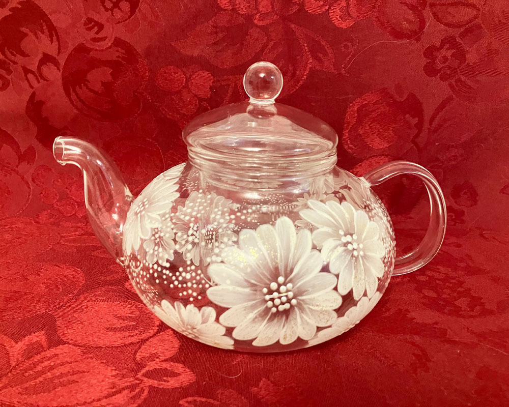 絵付け手描き】ランプティーポット、カップ＆ソーサー 2点セット「小菊