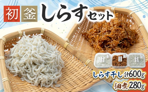 しらす 880g ( しらす 300g × 2 パック 佃煮 280g ) セット 釜揚げ 初釜 減塩 無添加 無着色 冷凍 愛知県 南知多町 しらす しらす干し ちりめん シラス ご飯 ごはん 丼 料理 国産 新鮮 カネ成 人気 おすすめ 小分け