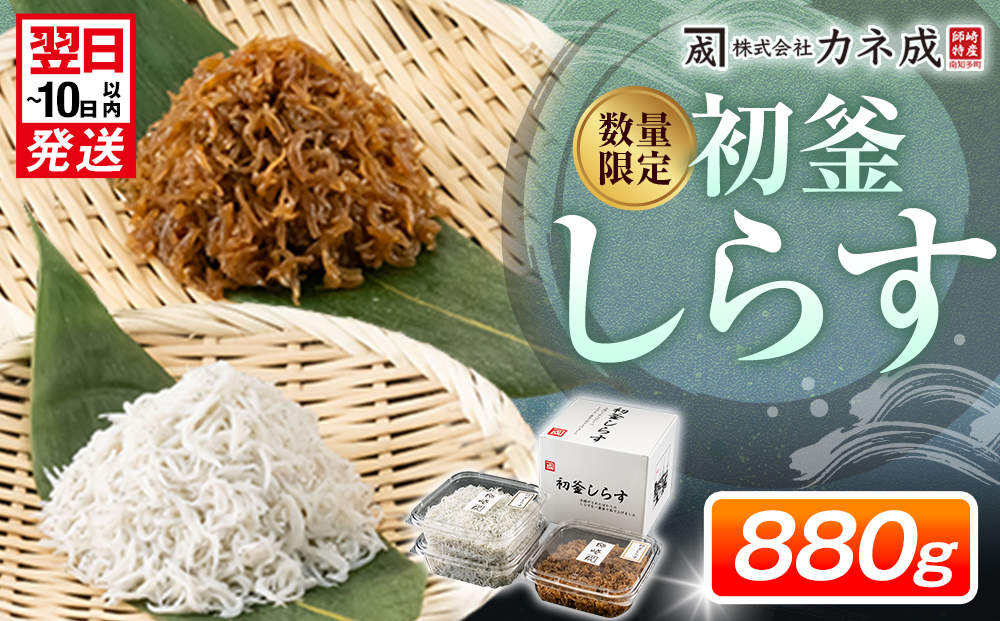 【愛知県南知多町】しらす 880g ( しらす 300g × 2 パック 佃煮 280g ) セット 釜揚げ 初釜 減塩 無添加 無着色 冷凍 愛知県 南知多町 しらす しらす干し ちりめん シラス ご飯 ごはん 丼 料理 国産 新鮮 カネ成 人気 おすすめ 小分け