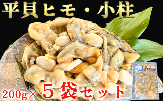【愛知県南知多町】岬だより<貝専門店>の天然平貝 小柱・ヒモ5袋セット