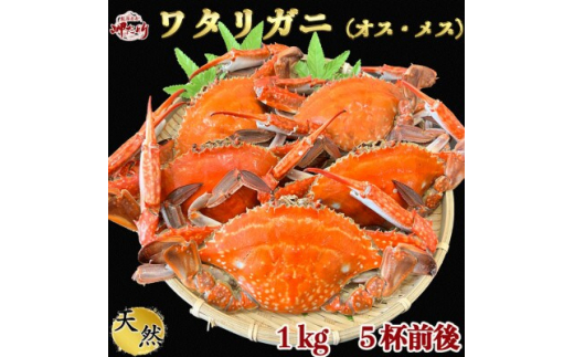 ＜大好評＞天然 ボイル ワタリガニ(オス・メス)1kg[5杯前後]