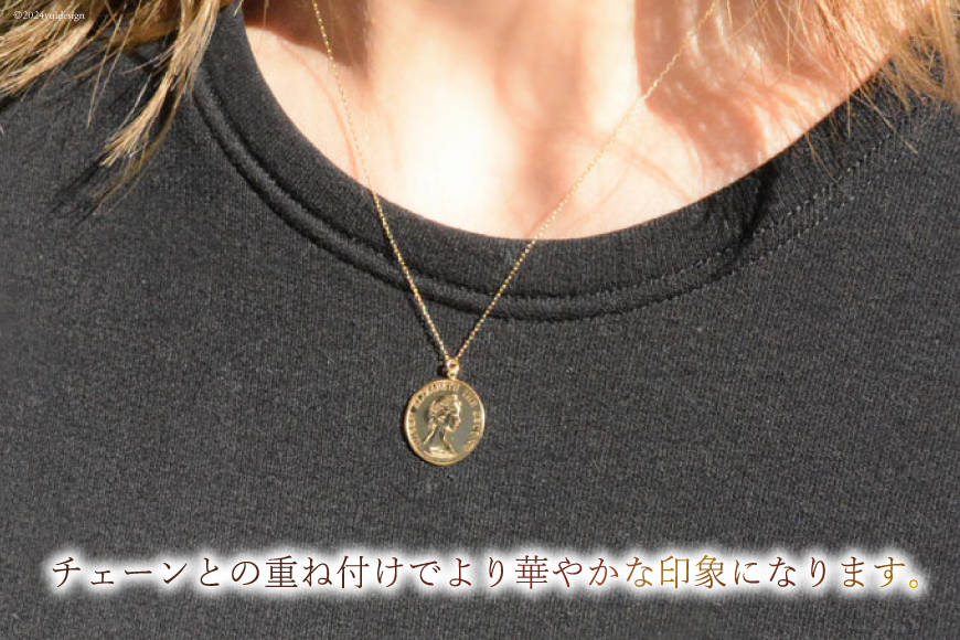 山梨県中央市のふるさと納税 ネックレス K18 イエローゴールド プレス コインモチーフネックレス L [百花 山梨県 中央市 21470985] アクセサリー ジュエリー 宝石 アクセ コイン ゴールド 18金