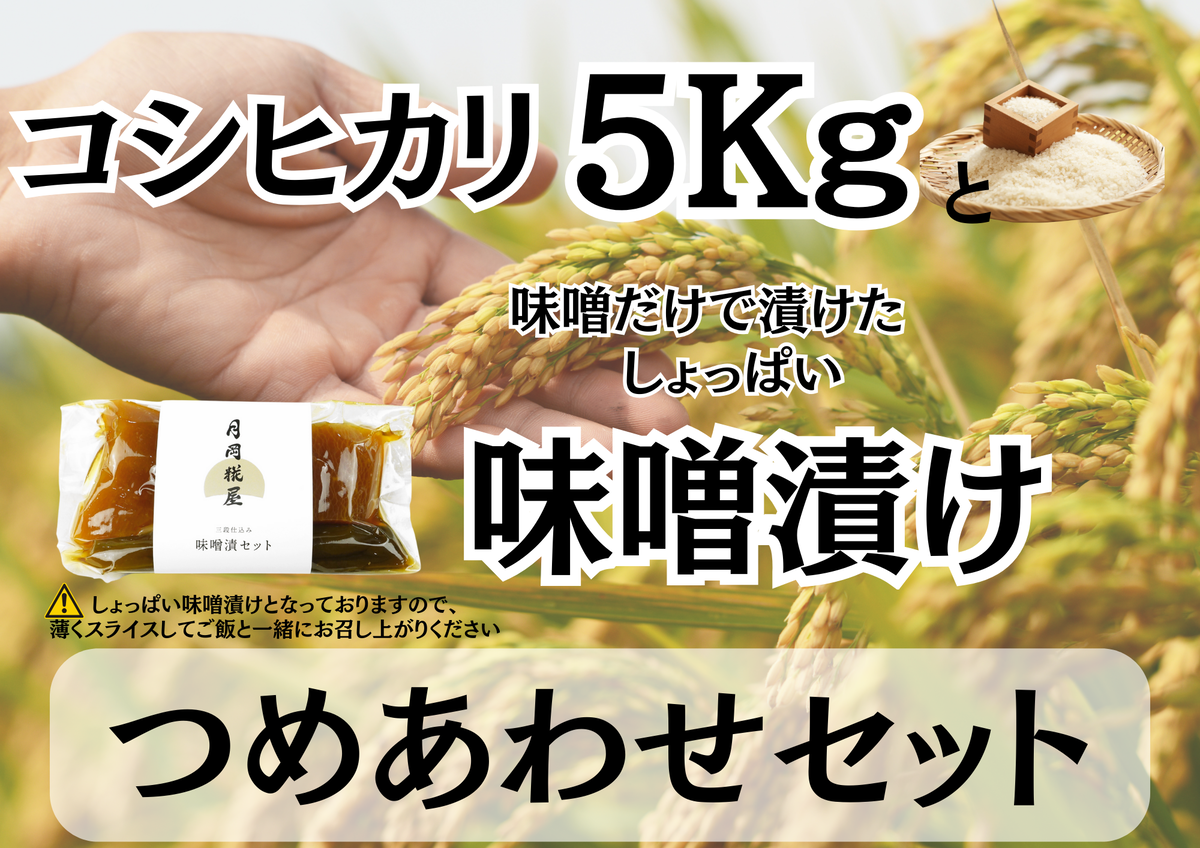 [新米]糀屋こだわり自家栽培 コシヒカリ5kg&味噌漬け200g 詰め合わせセット 3B13013