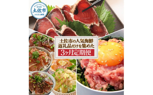 【高知県土佐市】土佐市の人気海鮮返礼品だけを集めた3か月定期便 訳あり鰹のたたき1.6kg 訳あり海鮮漬け丼10パック(5種×2P)セット 訳ありネギトロ700g(70g×10袋) カツオ 訳アリ 国産 冷凍 配送