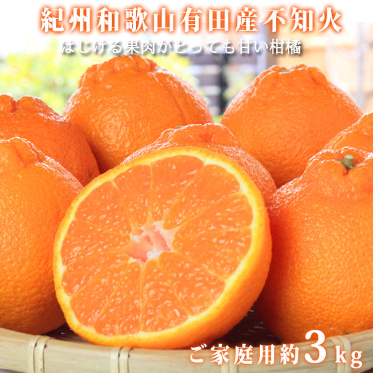 【和歌山県美浜町】【ご家庭用訳有り】紀州有田産不知火(しらぬひ)約3kg ※2026年2月中旬〜3月中旬頃に順次発送予定