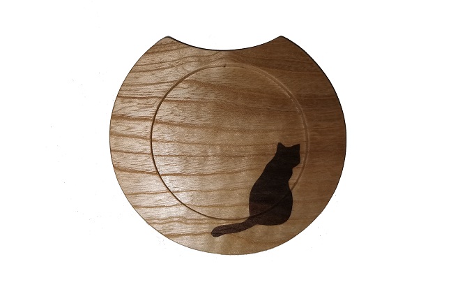 富山県射水市のふるさと納税 富山木象嵌　天然木手作りコースター　猫（3枚セット）