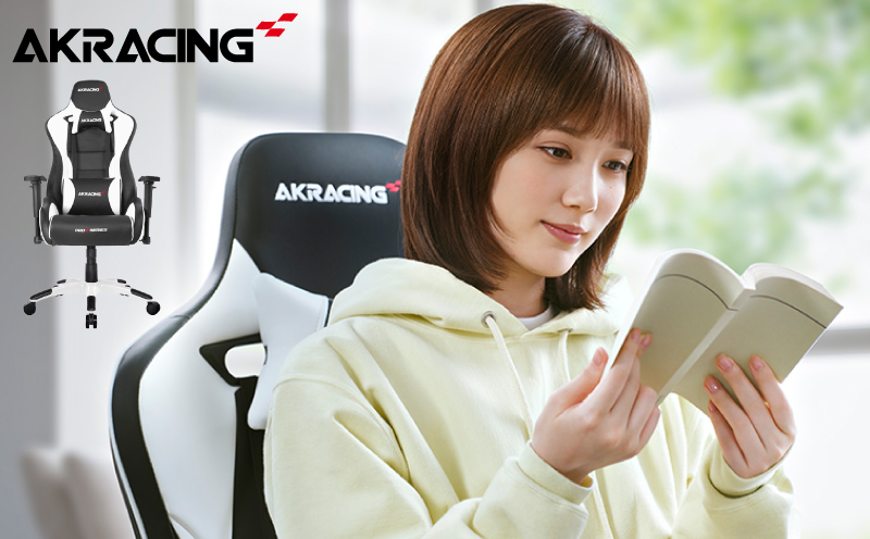 [ふるさと納税限定]AKRacing Pro-X Gaming Chair (White) JP エーケーレーシング ゲーミングチェア(ヘッドレスト・ランバーサポート付き) 099H3162