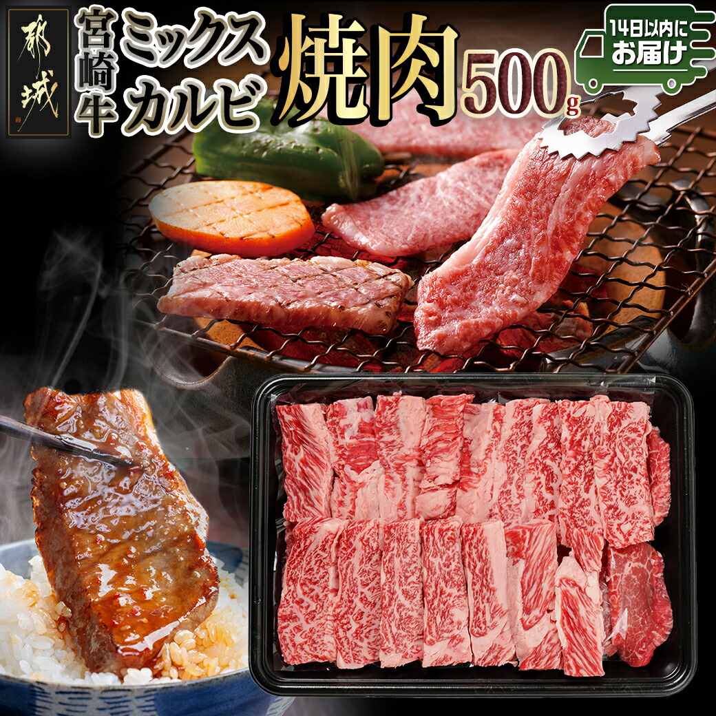 宮崎牛ミックスカルビ焼肉500g≪みやこんじょ快速便≫_14-8902-R