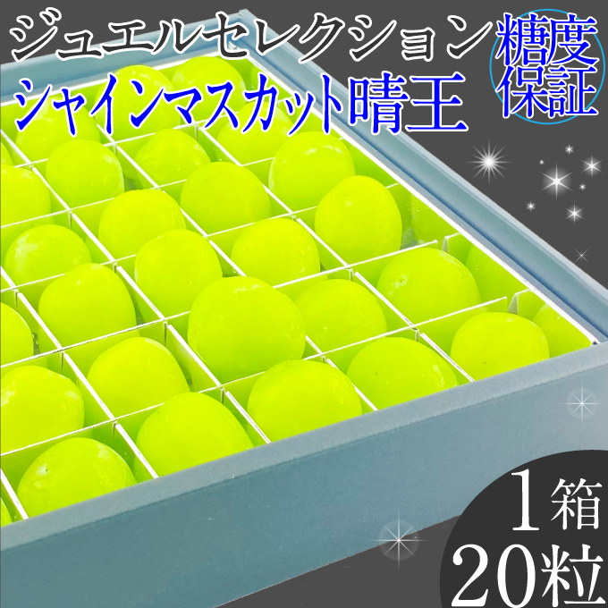 2025年 先行予約受付中 シャインマスカット晴王 ジュエルセレクション 1箱20粒 岡山県産 種無し 皮ごと食べる みずみずしい 甘い 瀬戸内 ハレノフルーツ