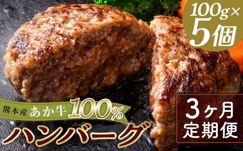 【熊本県嘉島町】FKK19-999_【3ヵ月定期便】あか牛100%ハンバーグ(100g×5個)牛 ハンバーグ 牛肉 ビーフ 肉 食品