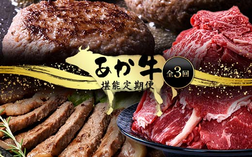 【熊本県嘉島町】FK7-0004_あか牛堪能定期便 全3回 サーロイン ステーキ ハンバーグ 切り落とし あか牛 肉