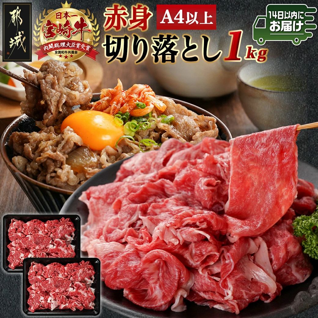 宮崎牛赤身切り落とし(500g×2P)≪みやこんじょ快速便≫
