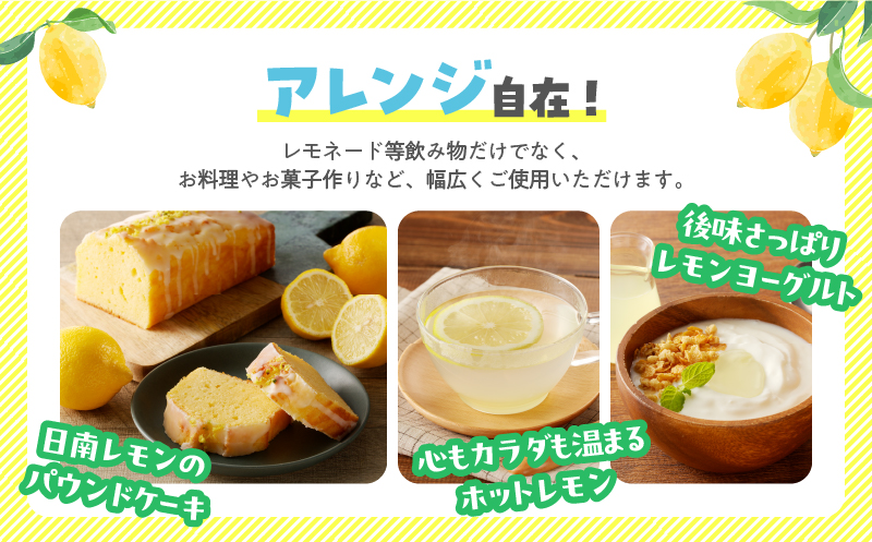 宮崎県日南市のふるさと納税 数量限定 日南レモン シロップ 2本 セット 500ml × 2 れもん 檸檬 柑橘 ジュース フルーツ 果物 くだもの 無添加 飲料 飲み物 果汁 オリジナル ブレンド ホット アイス ソーダ割 国産 人気 おすすめ お取り寄せ グルメ 宮崎県 日南市 送料無料_CB80-23