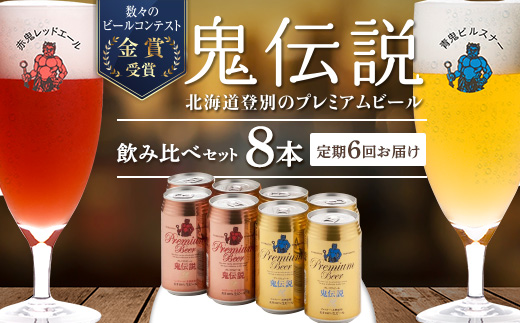 【北海道登別市】【6ヶ月定期便】ビール 鬼伝説 青鬼ピルスナー・赤鬼レッドエール 各4本