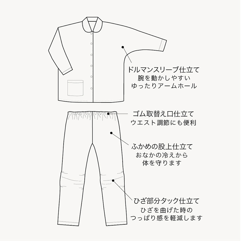 和晒し 2重ガーゼ レディースパジャマ 綿100% 日本製 Mサイズ