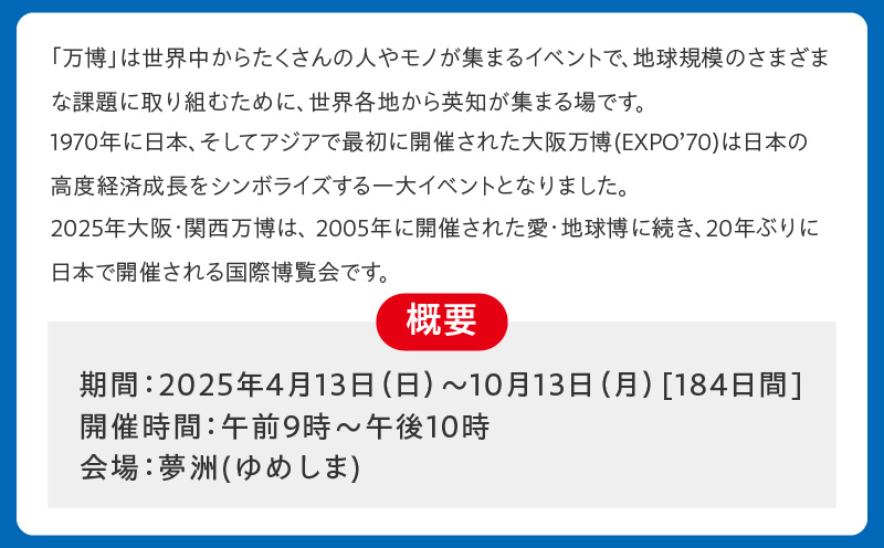 大阪府泉佐野市のふるさと納税 【平日券】2025年日本国際博覧会 大阪・関西万博 入場チケット（大人1名分）【EXPO 2025 大阪 関西 日本 万博 ばんぱく 夢洲 早期購入割引 前売り 期間限定】 099V069