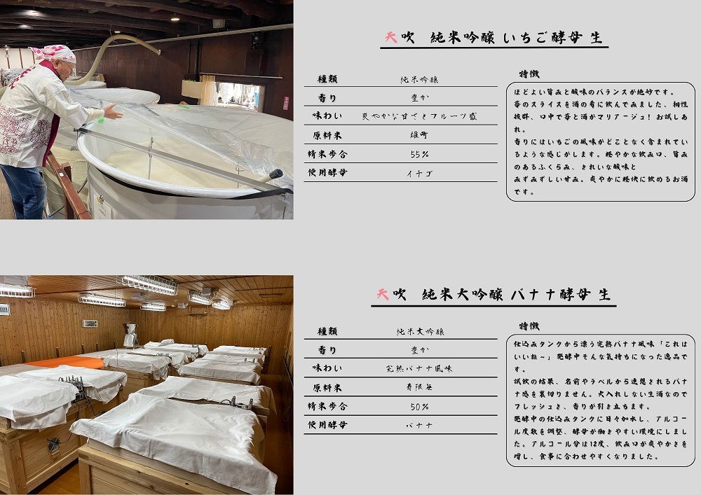 佐賀県みやき町のふるさと納税 CN023_みやき町の地酒「天吹」バナナ酵母といちご酵母