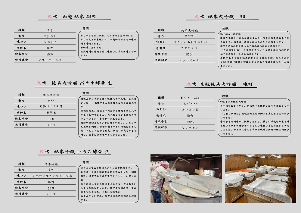 佐賀県みやき町のふるさと納税 CN024_みやき町の地酒「天吹」　大吟醸3品&純米吟醸＆純米（計５本）